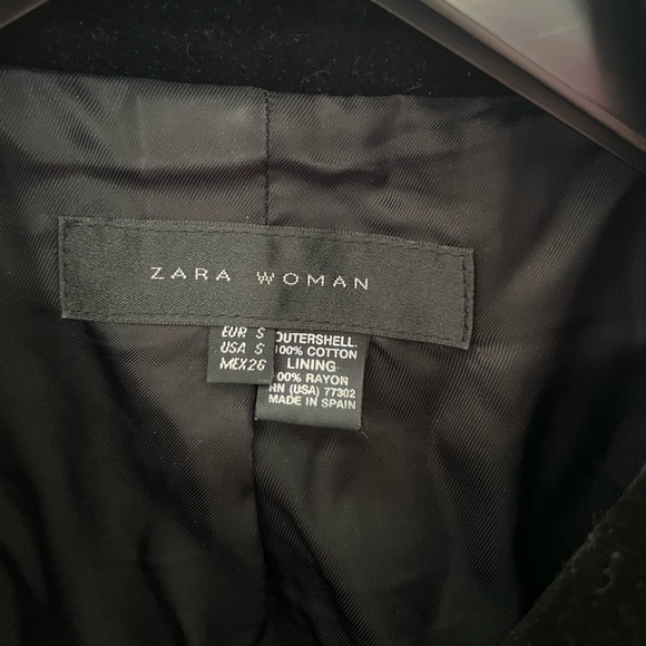 Zara black velvet jacket with ribbon tie. Size small. - Picture 3 of 4